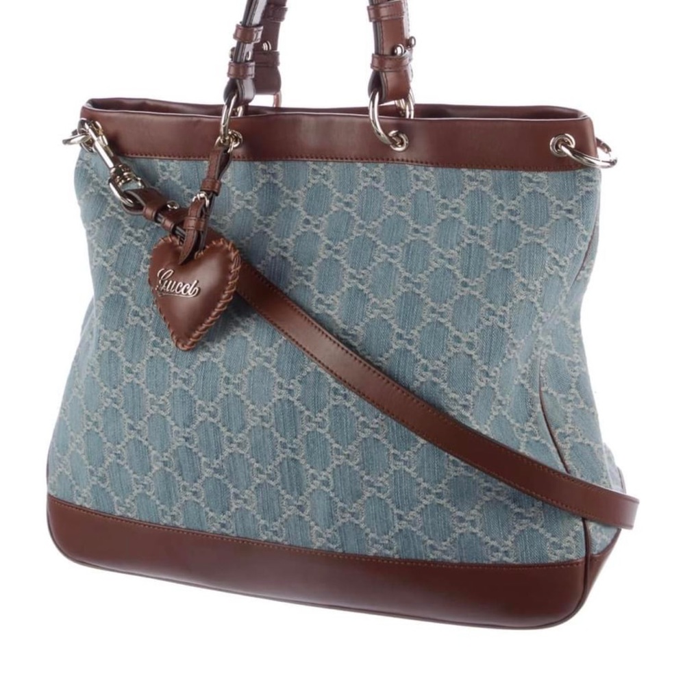 Gucci Denim Valentine Convertible Tote 
Brand new purchased at gucci mys…